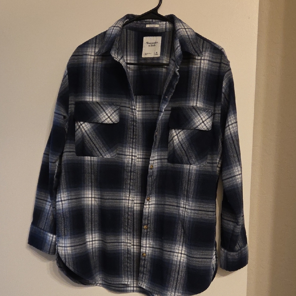 Abercrombie Navy Plaid Oversized Shirt